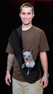 Pet Flys Black Pinstripe Puppy Sling Dog Carrier