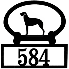 Sweeney Ridge Irish Wolf Hound Custom House Number Sign