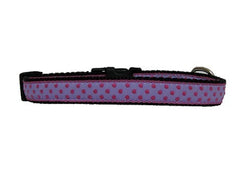Owen & Olivia Pink Dots with Purple Dog Collar